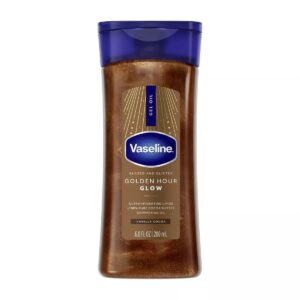 Vaseline Glazed & Glisten Shimmering Body Gel Oil Golden Hour Glow, with Vanilla & Cocoa Butter, 200ml